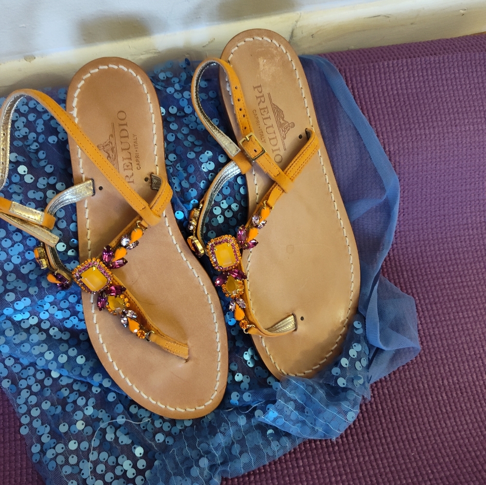 Beautiful embellished sandal Preludio  Capri Italy sandals